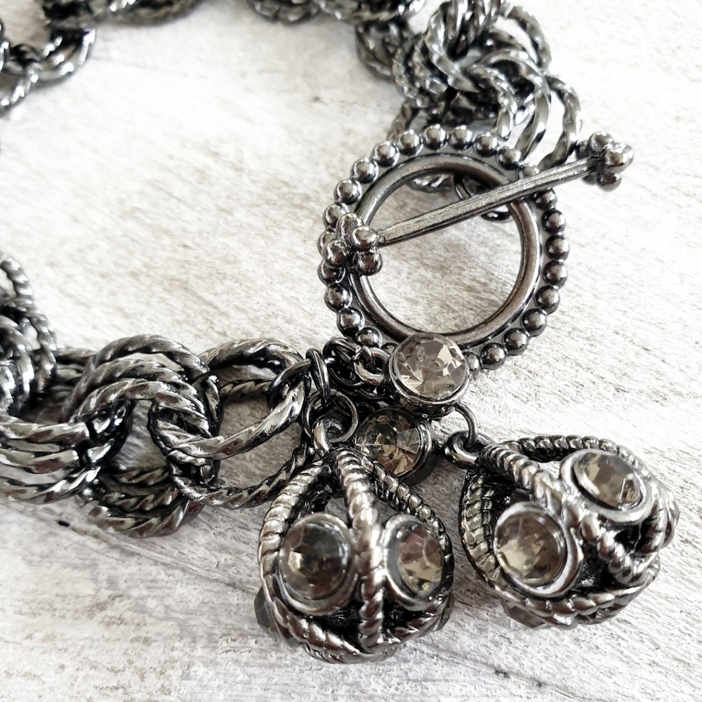 Caged beads Gunmetal tone bracelet